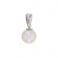 Pendentif Or blanc 375/1000 - perle d'eau douce ø6mm