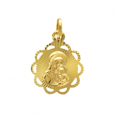 Médaille avec contour travaillé or 375/1000 - Vierge à l'enfant