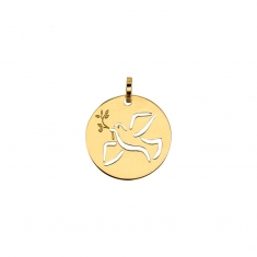 Médaille en Or 375/1000 motif colombe ajourée