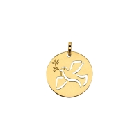 Médaille en Or 375/1000 motif colombe ajourée