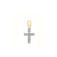Pendentif Croix Or 375/1000 et 11 diamants