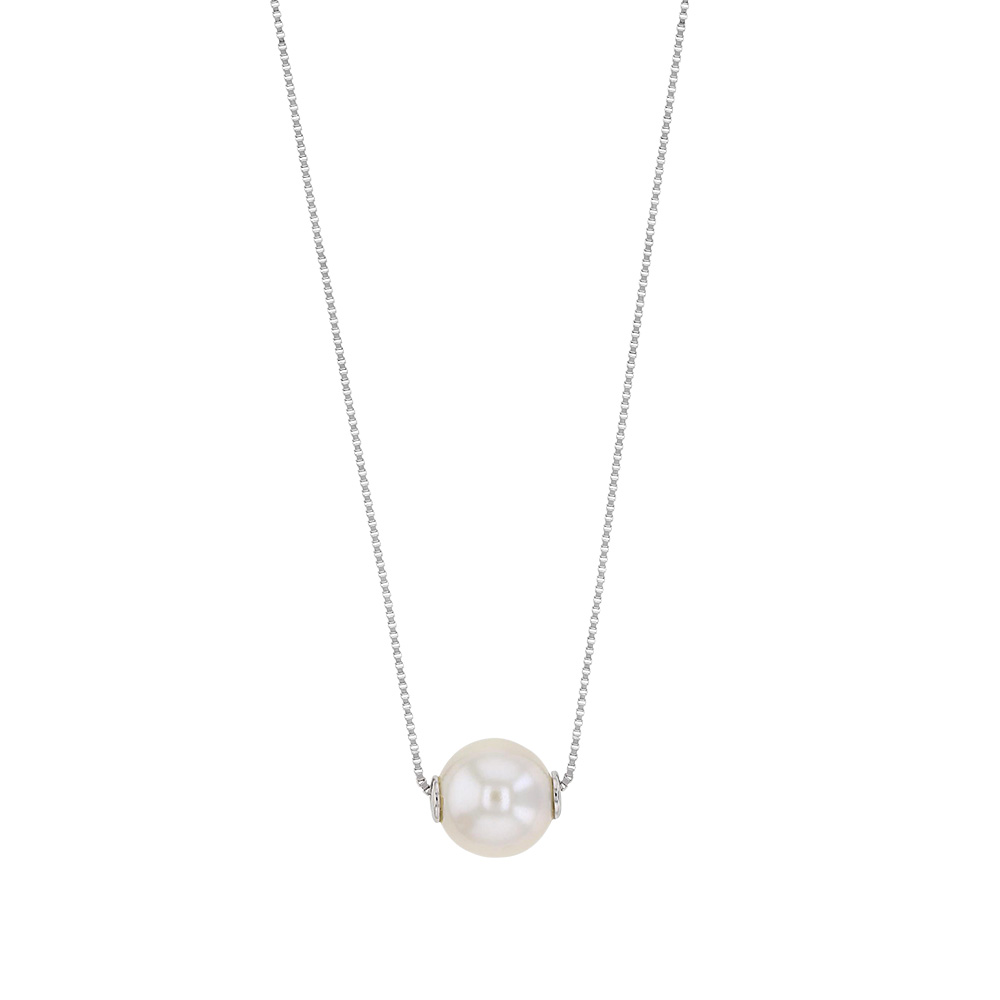 Collier Or blanc 375/1000 avec une perle naturelle ø6-6.5mm