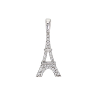 Pendentif Or blanc 375/1000 Tour Eiffel avec oxydes de zirconium