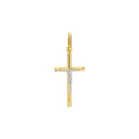 Pendentif Or jaune et or blanc 375/1000 croix avec le Christ