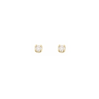 Boucles d'oreilles puces serti 4 griffes, 2 diamants HSI 0,10ct, Or 750/1000