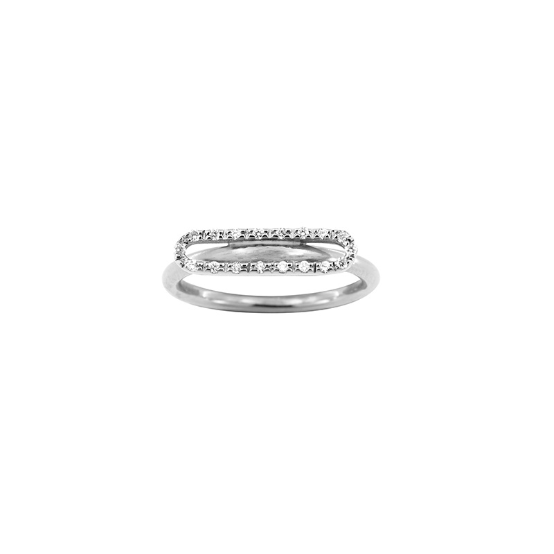 Bague ovale 18 diamants HSI 0,18ct, Or blanc 750/1000
