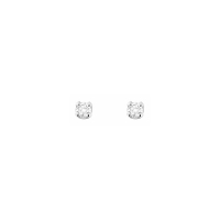 Boucles d'oreilles puces serti 4 griffes, 2 diamants HSI 0,10ct, Or blanc 750/1000