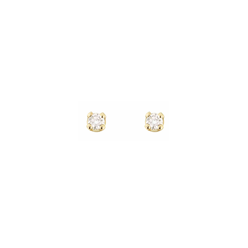 Boucles d'oreilles puces serti 4 griffes, 2 diamants HSI 0,10ct, Or 750/1000