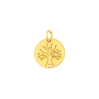 Médaille arbre de vie orné d'un diamant HSI 0,011ct, Or 750/1000