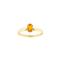 Bague solitaire Citrine ovale 6x4mm serti 4 griffes, Or 750/1000
