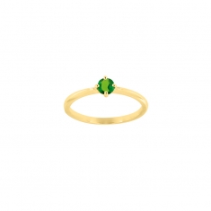 Bague solitaire Diopside ronde 4mm sertie 4 griffes, Or 750/1000