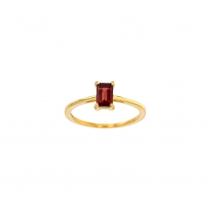 Bague solitaire Grenat taille rectangle 6x4mm, Or 750/1000