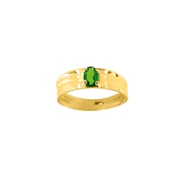 Bague solitaire large Diopside ovale 6x4mm serti 4 griffes, Or 750/1000