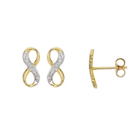 Boucles d'oreilles Or blanc et or jaune 750/1000 avec oxydes de zirconium symbole infini