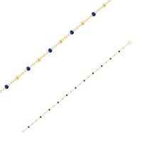 Bracelet maille forçat Or 750/1000 avec perles résine bleues