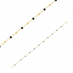 Bracelet maille forçat Or 750/1000 avec perles résine noires