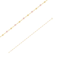 Bracelet maille forçat Or 750/1000 avec perles résine roses
