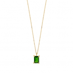 Collier Diopside taille rectangle 7x5mm, Or 750/1000