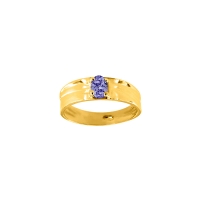 Bague solitaire large Tanzanite ovale 6x4mm serti 4 griffes, Or 750/1000