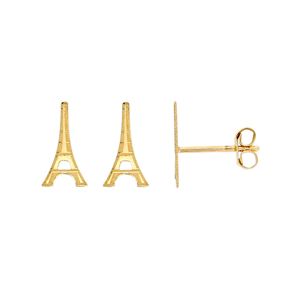 Boucles d'oreilles puces Or 750/1000 - Tour Eiffel