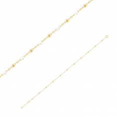 Bracelet maille forçat Or 750/1000 avec perles résine blanches