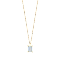 Collier Aigue-marine taille rectangle 7x5mm, Or 750/1000