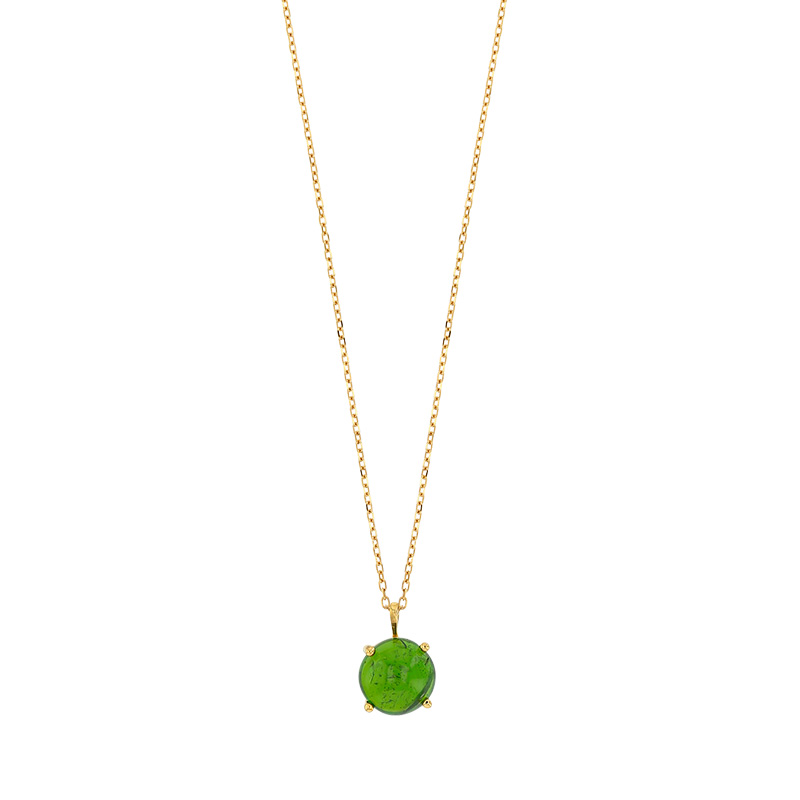 Collier Diopside diam. 7mm, Or 750/1000