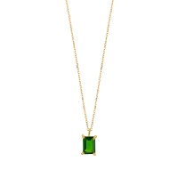 Collier Diopside taille rectangle 7x5mm, Or 750/1000