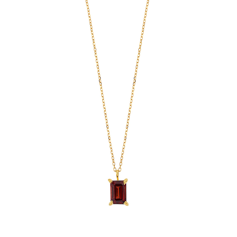 Collier Grenat taille rectangle 7x5mm, Or 750/1000