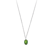 Collier Or blanc 750/1000 orné d'une Diopside ovale 6x4mm