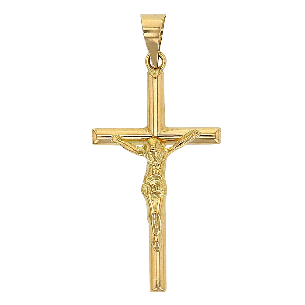 Pendentif Or 750/1000 motif croix avec le Christ