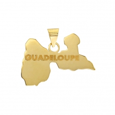 Pendentif Or 750/1000 motif Ile de la Guadeloupe avec inscription