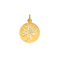 Pendentif rond (motif arbre de vie ajouré) Or 750/1000
