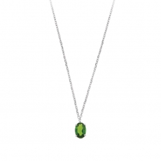Collier Or blanc 750/1000 orné d'une Diopside ovale 6x4mm