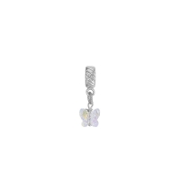 Pampille Papillon en argent 925/1000 rhodié avec cristal blanc