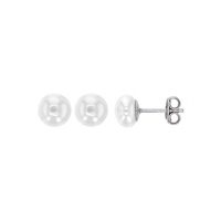 Boucles d'oreilles puces en argent 925/1000 rhodié avec Perles d'eau douce blanches