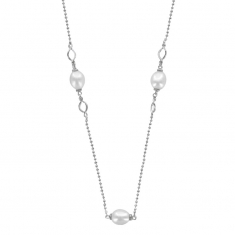 Collier perles d'eau douce de culture qualité AAA, argent 925/1000 rhodié