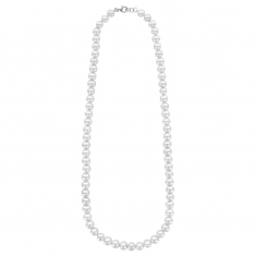 Collier perles d'eau douce rondes blanches de culture, fermoir en argent 925/1000 rhodié