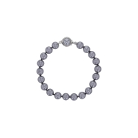 Bracelet avec fermoir rond laiton rhodié et perles de Majorque grises 8 mm