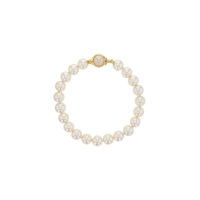 Bracelet avec Perles de Majorque blanches ø 8 mm et fermoir rond en plaqué or