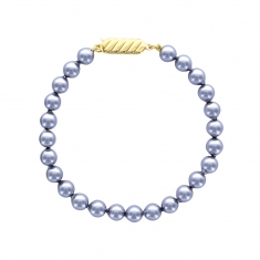 Bracelet avec Perles de Majorque grises ø 6 mm et fermoir en plaqué or