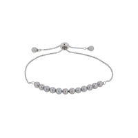 Bracelet réglable en maille Vénitienne laiton rhodié avec perles de Majorque grises