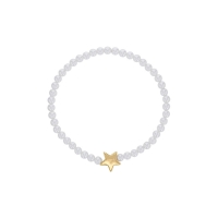 Bracelet élastique perles de Majorque orné d'une croix laiton doré
