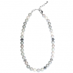 Collier avec Perles de Majorque couleur arc-en-ciel ø 10 mm et fermoir en laiton rhodié