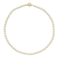Collier orné de perles de Majorque blanches 6 mm avec fermoir rond plaqué or