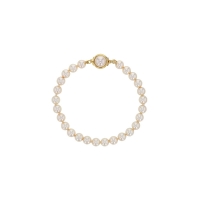 Bracelet avec fermoir plaqué or orné de perles de Majorque blanches, 6 mm