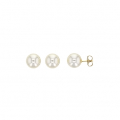 Boucles d'oreilles puces avec Perles de Majorque et fermoir en plaqué or