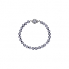 Bracelet avec fermoir rond en laiton rhodié et perles de Majorque grises 6 mm