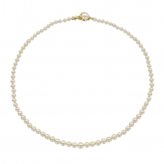 Collier fermoir rond plaqué or orné de perles de Majorque blanches 4/7 mm