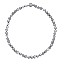 Collier Perles de Majorque grises diamètre 8 mm avec fermoir rond en laiton rhodié